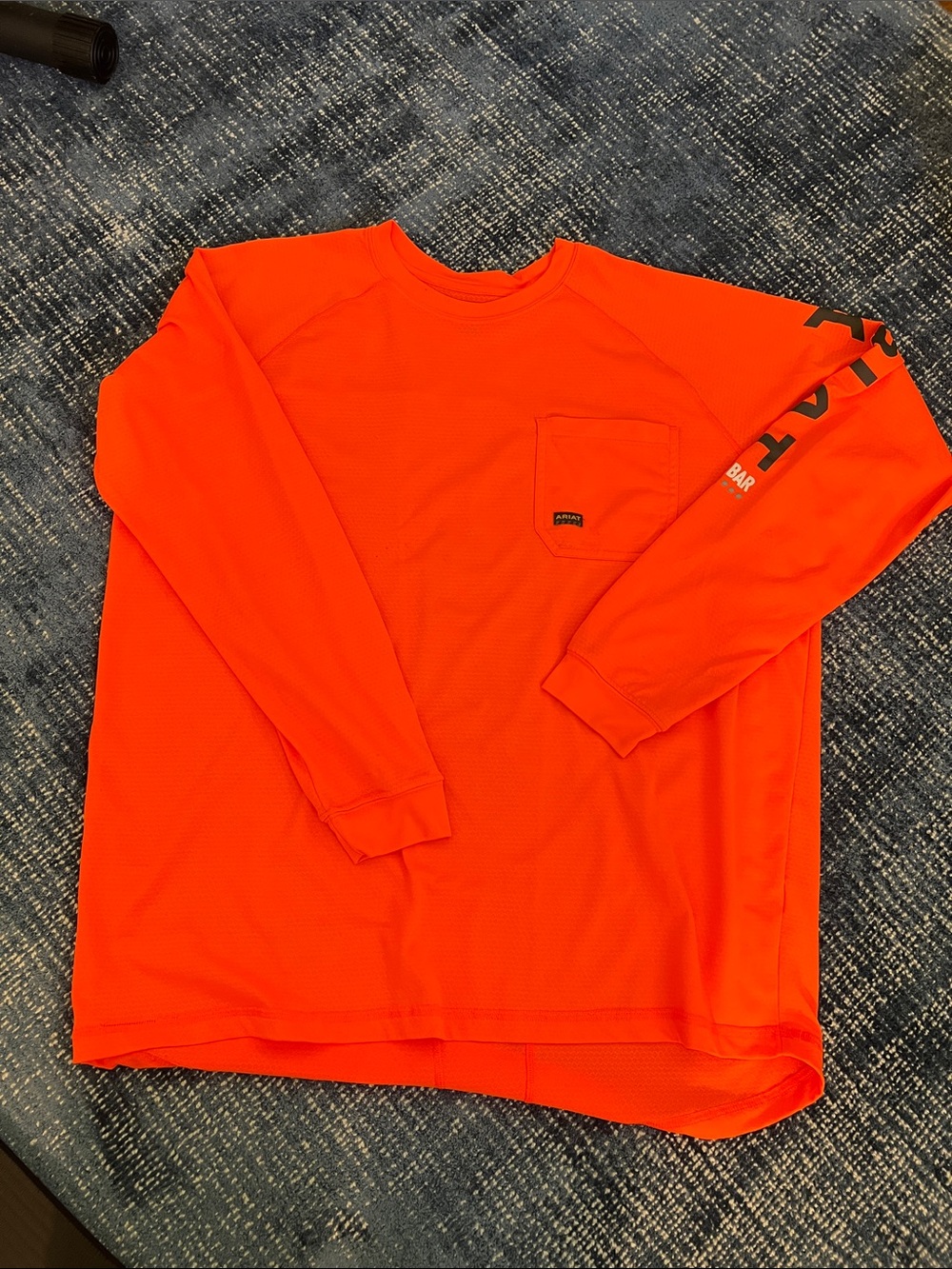 Ariat Men's Long Sleeve High-Visibility Crewneck Tee - Bright Orange